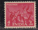 India MNH 1955, 4as Bullocks & Plough,  Five Year Plan Series, Animal, Cow, Agriculture - Nuevos