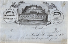 1 Faktuur  Anvers Au DAM Raffinerie Belge De Soufre Sulphur Zwavel Joseph De Wyndt &C° Antwerpen C1850 - 1800 – 1899