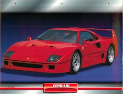 VOITURE D'EXCEPTION - FERRARI F40 + FICHE TECHNIQUE - FORMAT 285X220 . PAPIER GLACE - Voitures