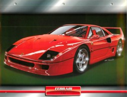 VOITURE D'EXCEPTION - FERRARI F40 + FICHE TECHNIQUE - FORMAT 285X220 . PAPIER GLACE - Voitures