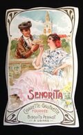 Pernot Dijon Biscuits Biscuit Senorita Espagne Jolie Chromo Art Nouveau Torero Cigarette - Pernot