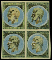 Neuf Sans Gomme N° 13, 10c Napoléon, Bloc De 4, Coussinet D'impression, T.B. - Sonstige & Ohne Zuordnung