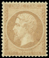 Neuf Avec Charnière N° 21, 10c Bistre, T.B. Signé JF Brun, Excellent Centrage. - Andere & Zonder Classificatie