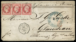 Lettre N° 24. 80c Rose, Bande De 3ex Obl Ancre + Càd Buenos Ayres 14 Juil 68, S/L Pour Glauchau (Royaume De Saxe), Au Ve - Altri & Non Classificati