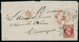 Lettre N° 24, 80c Rose Seul Sur L. Obl. étoile Muette + Càd Peu Lisible, Pour La Nouvelle Orléans, Cachet PD Et Cachet R - Other & Unclassified