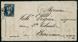 Lettre N° 44Aa, 20c Bleu Foncé, Type I, Report 1, Sur L. De Bayonne 7 Dec 70, Pour Bordeaux, Au Verso Càd Irun à Bordeau - Sonstige & Ohne Zuordnung