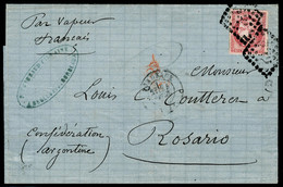 Lettre N° 49. 80c Obl S/L De Bordeaux, Pour Rosario Argentine, T.B. Signé Roumet,  Maury. - Altri & Non Classificati