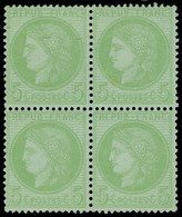 Neuf Avec Charnière N° 53, 5c Vert Jaune Sur Azuré, Bloc De 4 Dont 2ex Neufs **, T.B. 1ex Rousseur - Sonstige & Ohne Zuordnung