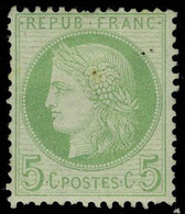 Neuf Avec Charnière N° 53, 5c Vert Jaune Sur Azuré, T.B. Paille D'origine Dans Le Papier - Sonstige & Ohne Zuordnung