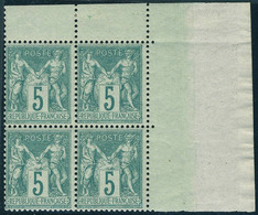 Neuf Sans Charnière N° 64, 5c Vert Type I, Bloc De 4 Cdf, Superbe - Other & Unclassified