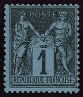 Neuf Avec Charnière N° 84, 1c Noir Sur Bleu De Prusse, Bon Centrage, Cl, Jolie Nuance, Superbe, Rare, Signé Calves + Cer - Sonstige & Ohne Zuordnung