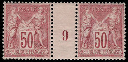 Neuf Sans Charnière N° 98, 50c Rose, Paire Millésime 9, Centrage Parfait, Superbe - Sonstige & Ohne Zuordnung