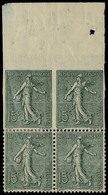 Neuf Sans Charnière N° 130, 15c Olive Semeuse Lignée Type IV Papier GC, 2ex ND Tenant à 2 Dentelés En Blocs De 4, Bdf, T - Andere & Zonder Classificatie