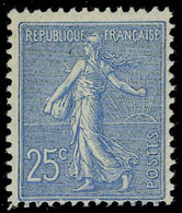 Neuf Avec Charnière N° 132d, 25c Bleu Semeuse Lignée, Impression Recto Verso, Cl, T.B. - Andere & Zonder Classificatie