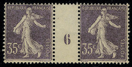 Neuf Avec Charnière N° 136a, 35c Violet, Semeuse Camée, Type I Paire Millésime 6, T.B. Certificat Feldman - Andere & Zonder Classificatie