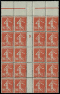 Neuf Sans Charnière N° 138, 10c Semeuse Rouge, Faux Lorulot, Bloc De 20ex Millésime 8 T.B., Rare Multiple, Maury - Other & Unclassified