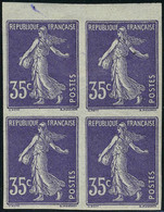 Neuf Sans Charnière N° 142c, 35c Violet Type Semeuse, Bloc De 4 Non-dentelé, Bdf, TB, Cote Maury (2 Ex. *) - Other & Unclassified