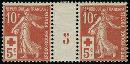 Neuf Avec Charnière N° 147, 10c + 5c Croix Rouge, Paire Hor. Avec Millésime 5, Cl, T.B. - Andere & Zonder Classificatie