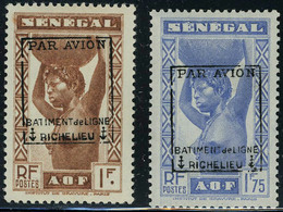 Neuf Avec Charnière N° 6 Et 7, Les 2 Valeurs Avec Surcharge Sur Timbres Du Sénégal, Cl, TB, Signés Calves - Andere & Zonder Classificatie