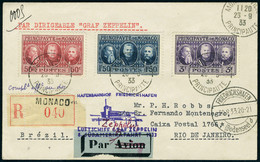 Lettre Zeppelin, 8è SAF 1933, Pour Rio Via Friedrichshafen Complément D'affranchissement Et Arrivée Au Verso, T.B. - Other & Unclassified