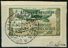 Fragment N° 15b, 2f50 Afrique Française Libre, Double Surcharge, Oblitéré Sur Petit Fragment, TB, Signé JF Brun - Sonstige & Ohne Zuordnung