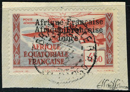 Fragment N° 17a, 4F50 Afrique Française Libre, Double Surcharge, Oblitéré Sur Petit Fragment, TB, Signé JF Brun - Sonstige & Ohne Zuordnung