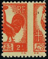 Neuf Sans Charnière 2f Rouge Coq Impression Au Recto Et à Cheval Au Verso T.B. - Other & Unclassified