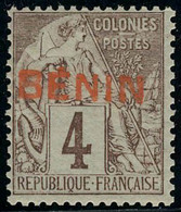 Neuf Sans Charnière N° 3, 4c Lilas-brun Sur Gris, Surcharge Rouge Type IV, Non-émis, TB - Autres & Non Classés