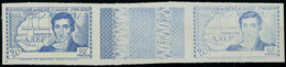 Neuf Sans Gomme 90c René Caillé Bleu, Non-dentelé, Variété Sans Côte D'Ivoire, Non-émis, Paire Horizontale Interpanneau, - Otros & Sin Clasificación