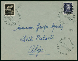 Lettre N°18. 0,50 Sur 50c Violet, Surcharge B, + PA N°1 S/Letre. CàD RF Sebha 18 Juin 1943 Fezzan, Pour Alger. T.B. - Other & Unclassified