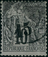 Oblitéré N° 6. 15 S/10c Noir Sur Lilas, T.B. Signé Brun. - Other & Unclassified