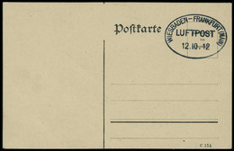 Lettre Zeppelin. C.P. N'ayant Pas Circulé Avec CàD Wiesbaden-Frankfurt (Main) Luftpost 12.10.12. Superbe. Cote Sieger - Sonstige & Ohne Zuordnung