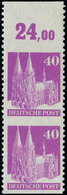 Neuf Sans Charnière N° 58, 40Pf Lilas-rose, Paire Verticale Haut De Feuille, Non-dentelé Horizontal, TB - Otros & Sin Clasificación