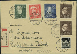 Lettre N° 29/32, La Série + N° 29 Et Bizone N° 41 Sur Lettre Recommandée De Düsseldorf (17.1.52) Pour Delle (France), Ar - Other & Unclassified