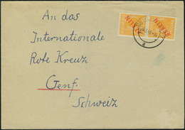 Lettre N° 10a, 25p Ocre Surcharge Rouge, Paire Verticale Sur Lettre, Càd Berlin 28.3.49 Pour Internationale Rote Kreuz G - Autres & Non Classés