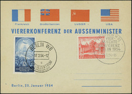 Lettre N° 104, Sur CP Illustrée Viererkonferenz .., Càd FDC 25.1.54 + TP De RDA N° 147 Obl Du 17.2.54, T.B. - Otros & Sin Clasificación