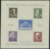 Neuf Sans Charnière N° 3 + 3a, Les 2 Blocs Théatre De Weimar T.B. (BF 3 émis Nsg) T.B. - Andere & Zonder Classificatie