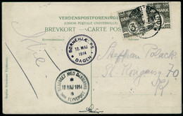 Lettre 1er Vol Postal. C.P. Avec CàD Roskilde 12.5.1914. Cachets Bornehjaelps Dagen 12 Maj 1914 Et Besorget Med Danmarks - Andere & Zonder Classificatie