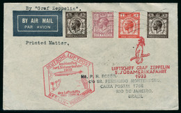 Lettre Zeppelin 5 SAF 1933, L. Càd Norfolk 17 Aug 33, Pour Rio De Janeiro, Au Verso Cachet Responda Logo Via Condor Zepp - Other & Unclassified