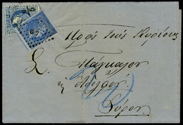 Lettre N° 37, 20l Bleu + 10 Soldi Bleu Levant Autrichien Aff Mixte Sur Lettre De 1874 + 20 Au Crayon Bleu TB - Altri & Non Classificati