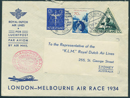 Lettre N° 10, + TP N° 234 Et 253 Sur L, Enveloppe Illustrée London-Melbourne Air Rce  1934, Càd St Gravenhage 18.X.1934, - Otros & Sin Clasificación