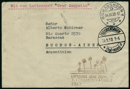 Lettre N°7+9+12+14a Affranchissement Au Verso D'un Zeppelin 7è SAF 1932 Pour L'Argentine. T.B. - Altri & Non Classificati