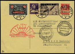 Lettre N° 9 + 15b, + Affranchissement Complémentaire Sur CP Zeppelin Polarfahrt 1931 Obl 22.7.31 TB - Altri & Non Classificati