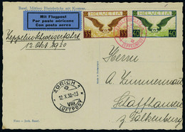 Lettre N° 13a  Et 14a, Sur CP Illustrée, Càd Illustré Basel Flugplatz Zeppelin Post 12 X 30 Pour Schaffhansen, Arrivee 1 - Altri & Non Classificati