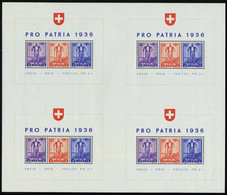 Neuf Sans Charnière N° 2, Pro Patria 1936, Feuille De 4 Blocs TB Cat Suisse W8a : 600 CHF - Altri & Non Classificati