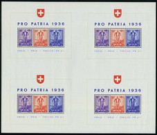 Neuf Sans Charnière N° 2, Pro Patria 1936, Feuille De 4 Blocs TB Cat Suisse W8a : 600 CHF - Andere & Zonder Classificatie