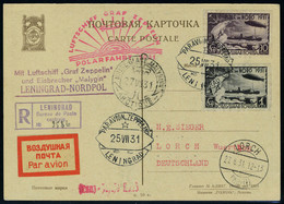 Lettre N° 27 + 29, Sur CP Illustrée Recommandée De Léningrad, Càd Par Avion Zeppelin Léningrad 25 VII 31, Cachets Polarf - Altri & Non Classificati