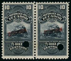 Neuf Sans Charnière N° 45, 10c Violet Train, Paire Hor. Perforé + Surcharge Spécimen, T.B. - Other & Unclassified