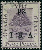 Oblitéré N°24 2d S/2p Surcharge Renversée. T.B. Cote S.G. £ 275 - Altri & Non Classificati