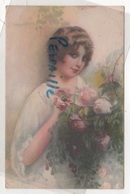 CP ILLUSTRATEUR C. MONESTIER - PORTRAIT DE FEMME AVEC FLEURS - UFF. REV. STAMPA MILANO 8-11-17 N. 2591 - 254-1 - 1918 - Monestier, C.